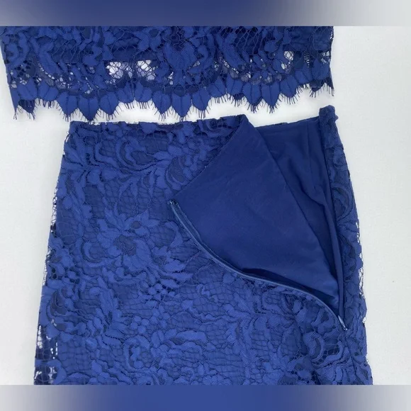 For Love and Lemons Maui Waui Blue Lace Skirt Set - Picture 9 of 16